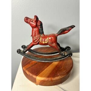 Vintage Cast Iron Rocking Horse Bookend / Decor – Mid Century